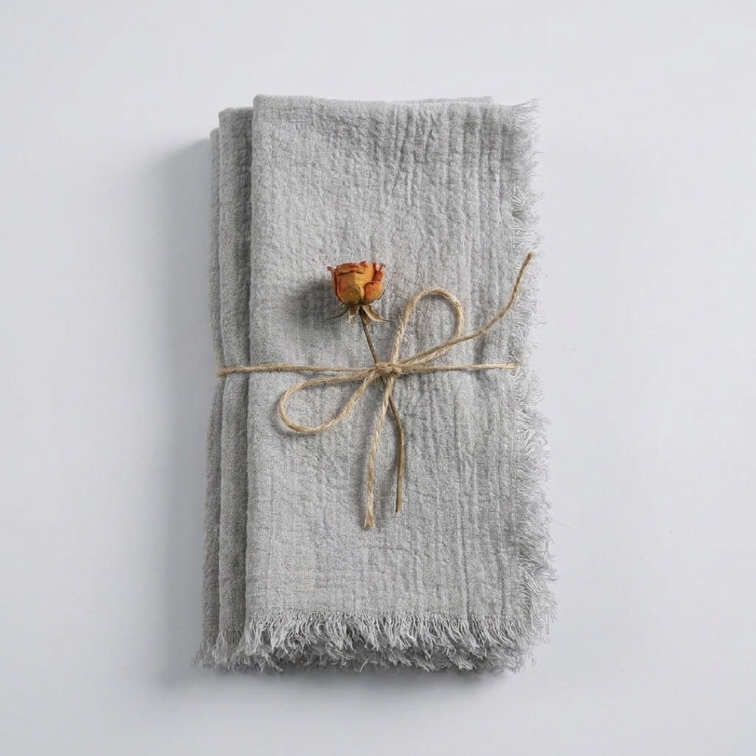 Frayed Cotton Napkin Set for Cozy Tables