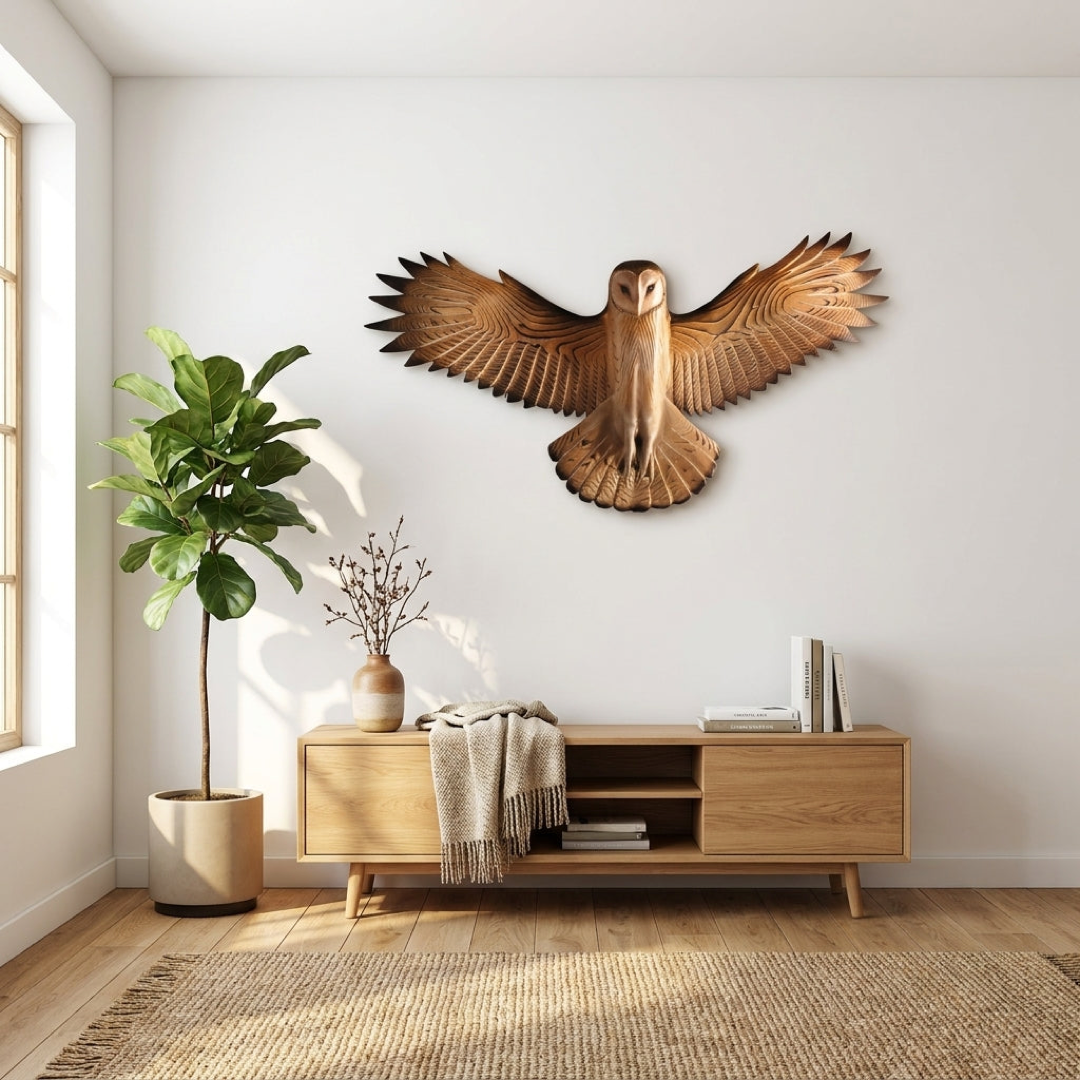 Handcrafted Wooden Owl Wall Art – Easy To Hang