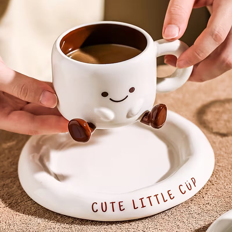 Cartoon Ceramic Cup Set for Cheerful Coffee