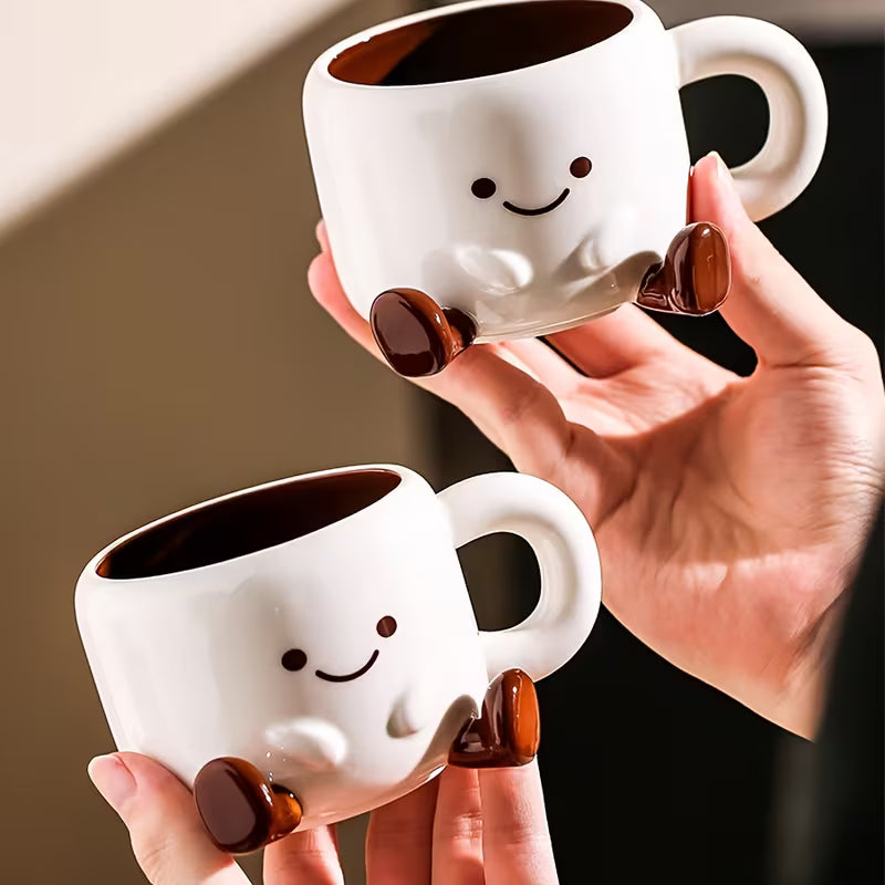 Cartoon Ceramic Cup Set for Cheerful Coffee