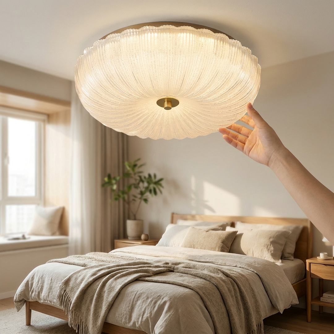 Textured Glass Ceiling Light for Low Ceilings