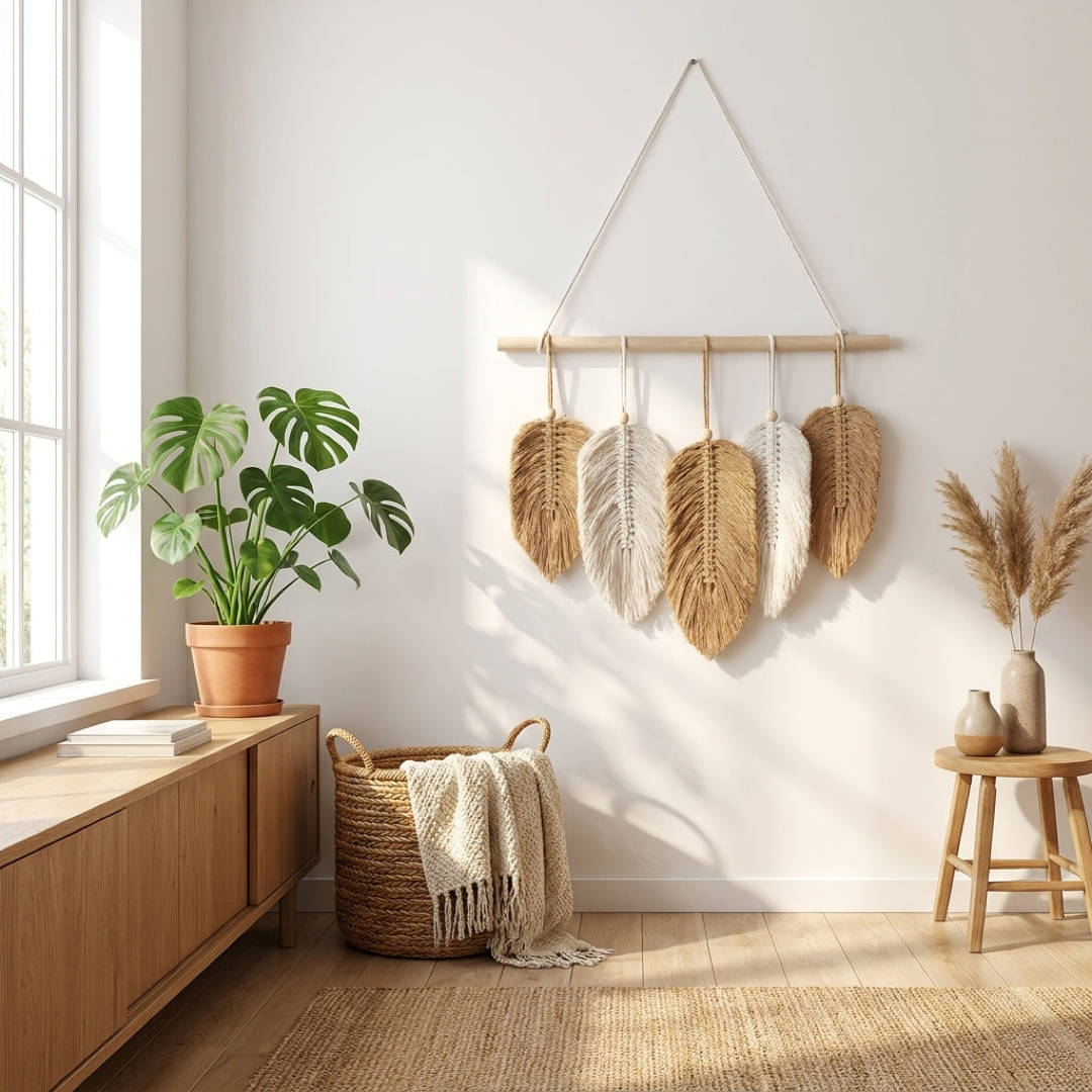 Macrame Leaf Wall Art for Bohemian Warmth