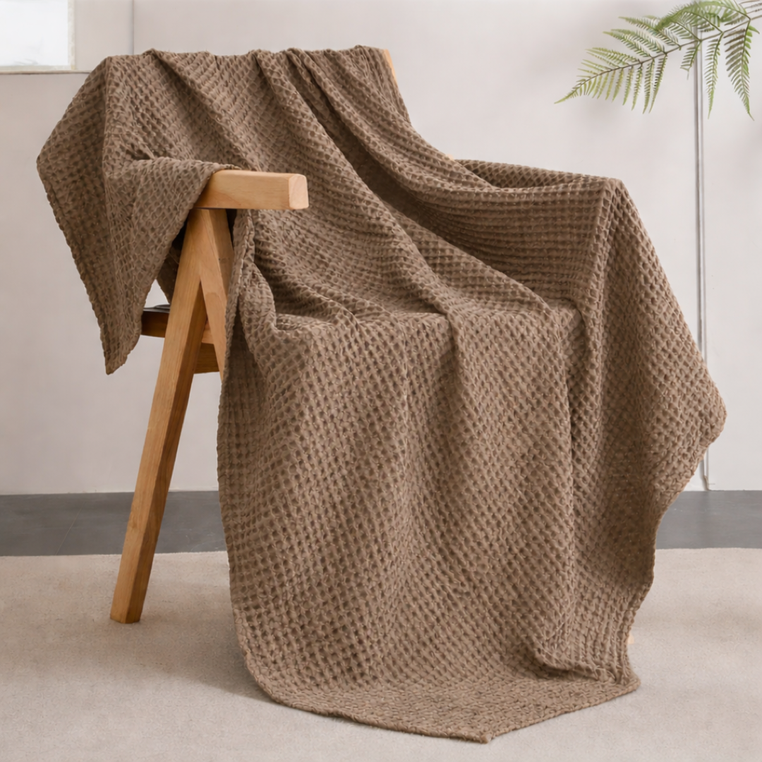 Cotton Waffle Coverlet for Breathable Comfort