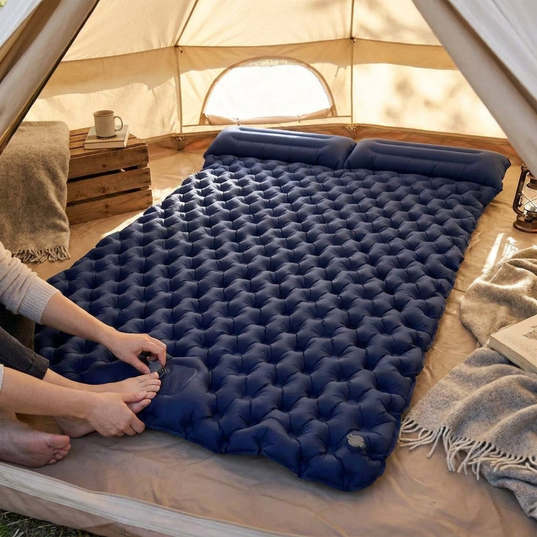 Self-Inflating Double Mattress for Easy Rest