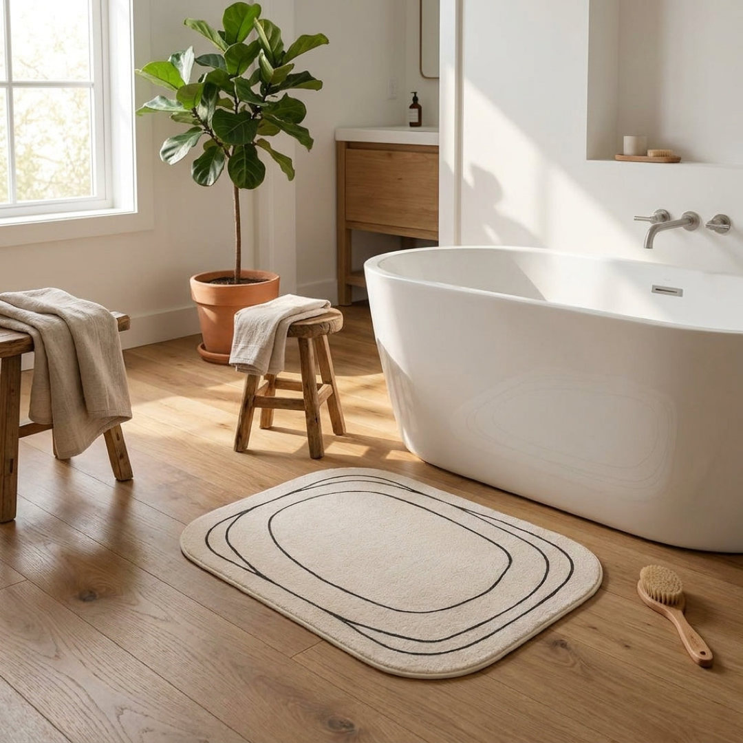 Abstract Bath Mat for Safer, Drier Steps