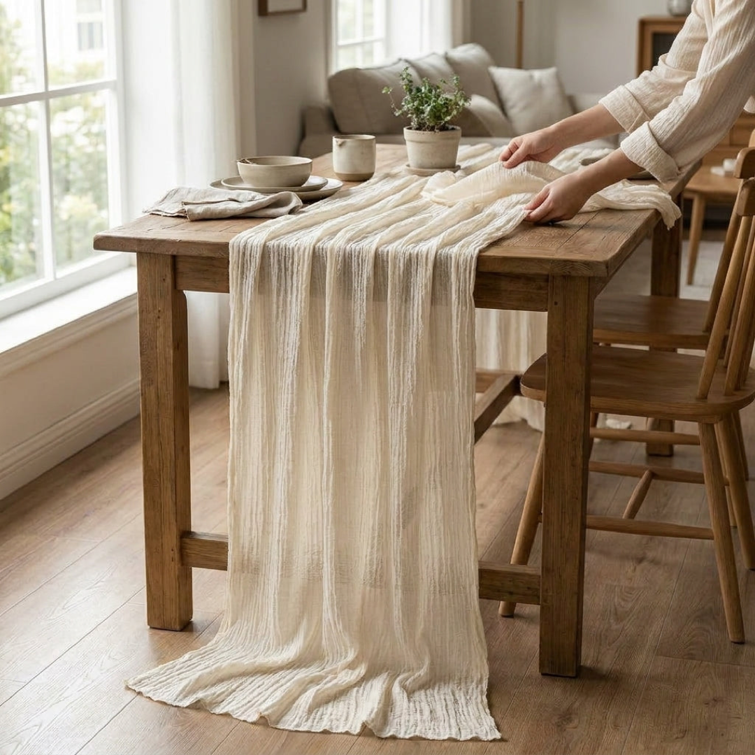Flowing Gauze Table Runner for Effortless Elegance