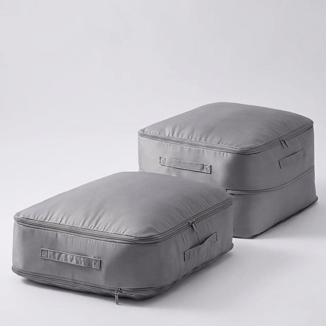 Self-Compressing Storage Bag for Clutter-Free Closets