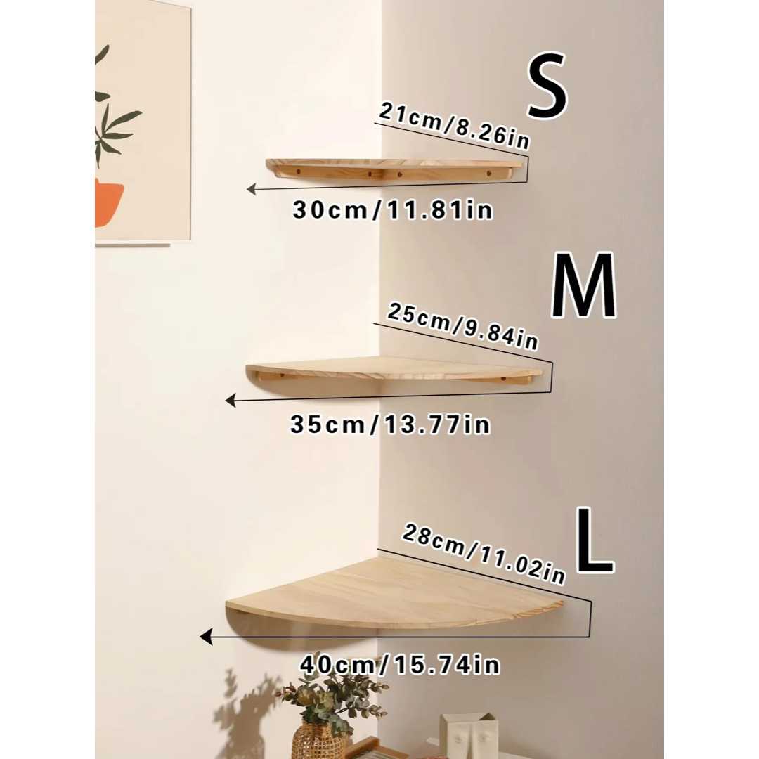 Solid Pine Corner Shelf for Space-Saving Storage