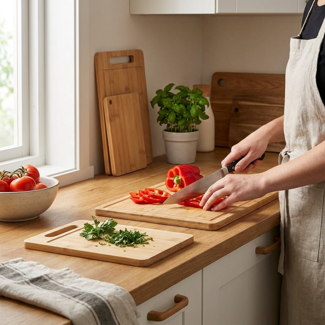 Double-Sided Wooden Prep Board for Safer Cooking