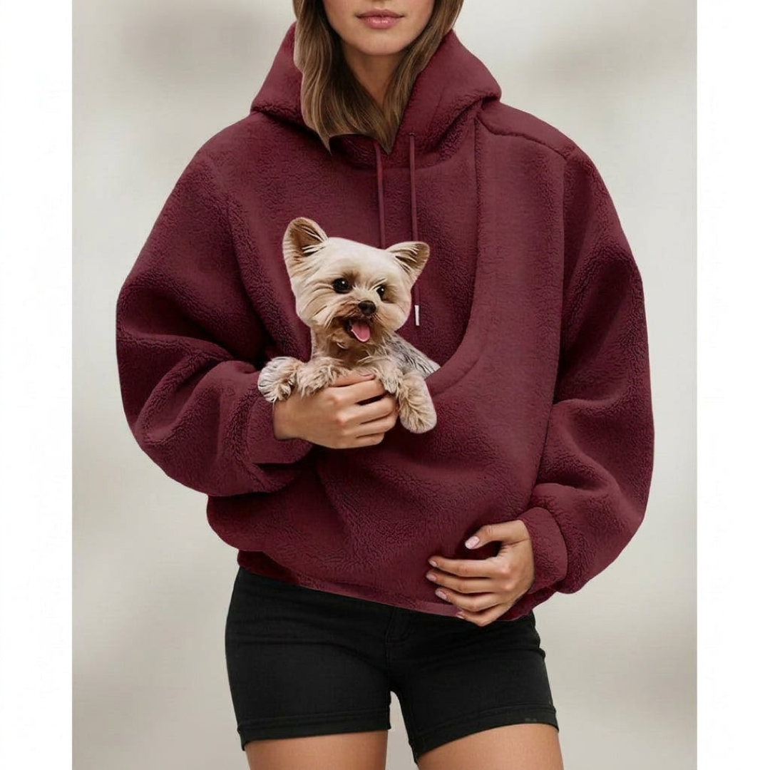 Cozy Pouch Hoodie for Hands-Free Pet Carrying