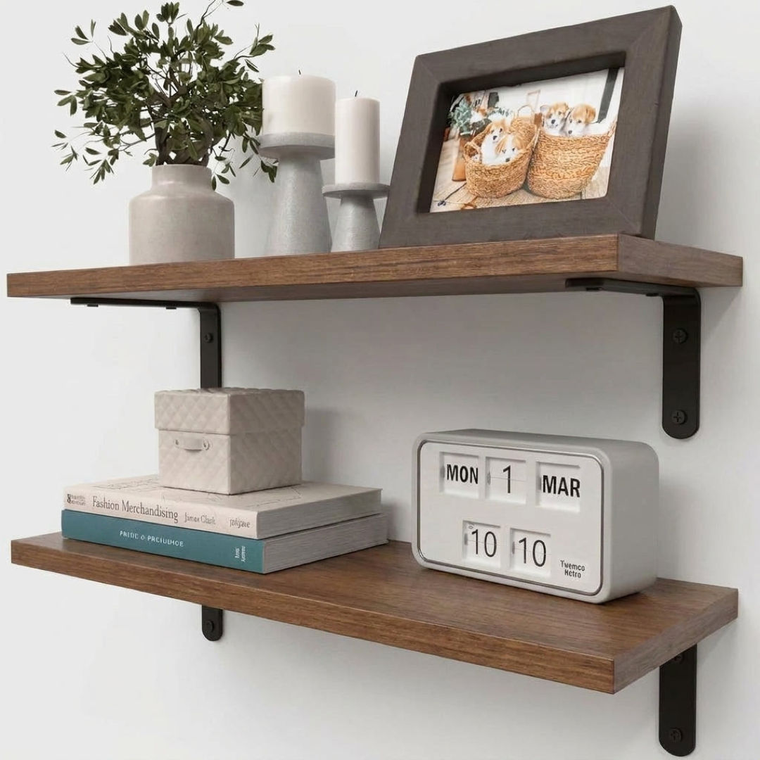 Rustic Floating Shelves for Clutter-Free Display