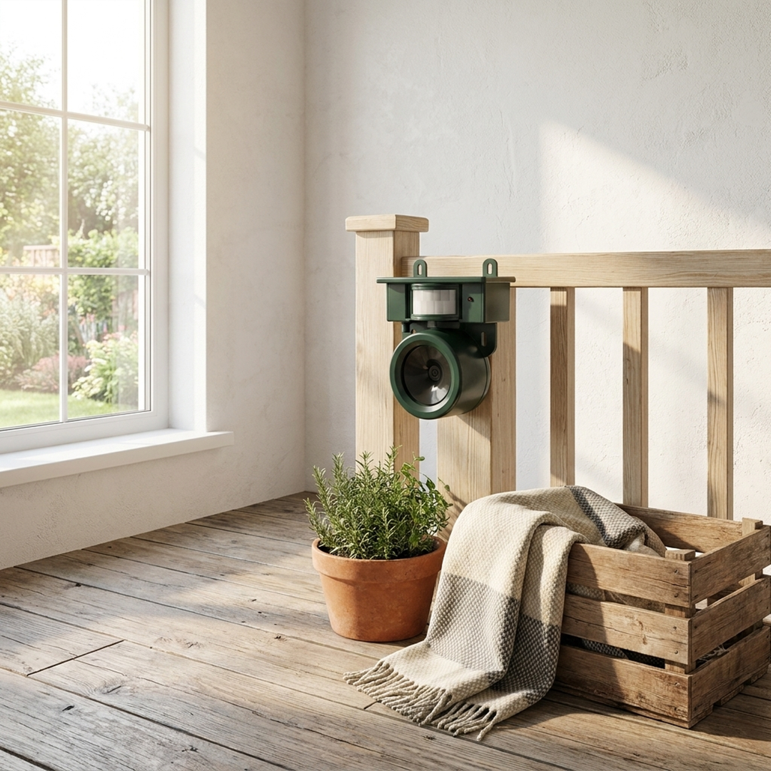 Motion-Activated Bird Deterrent for Quiet Patios