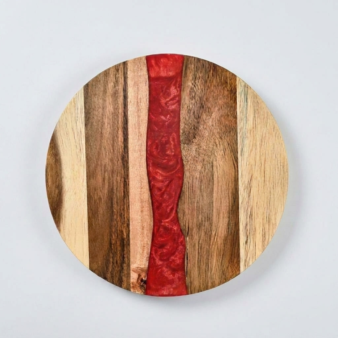 Round Wood Resin Serving Board – Effortless Hosting