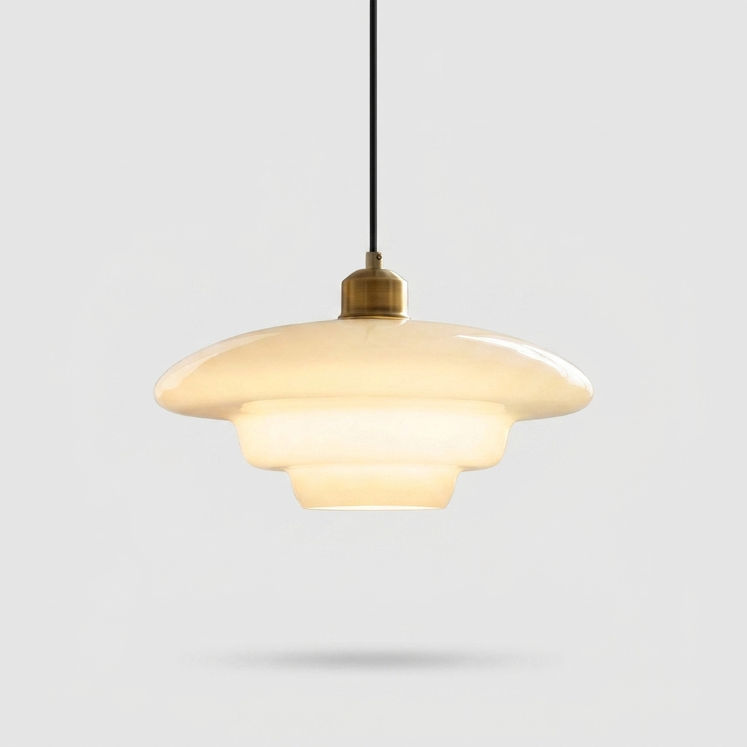 Sculptural Milk Glass Pendant for Warm Ambience