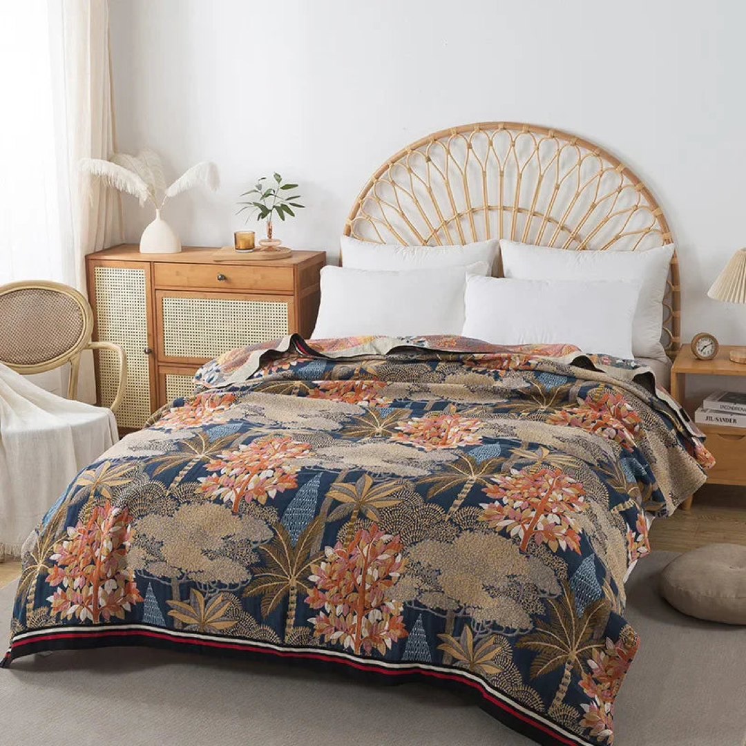 Floral Cotton Coverlet for Cool Summer Comfort