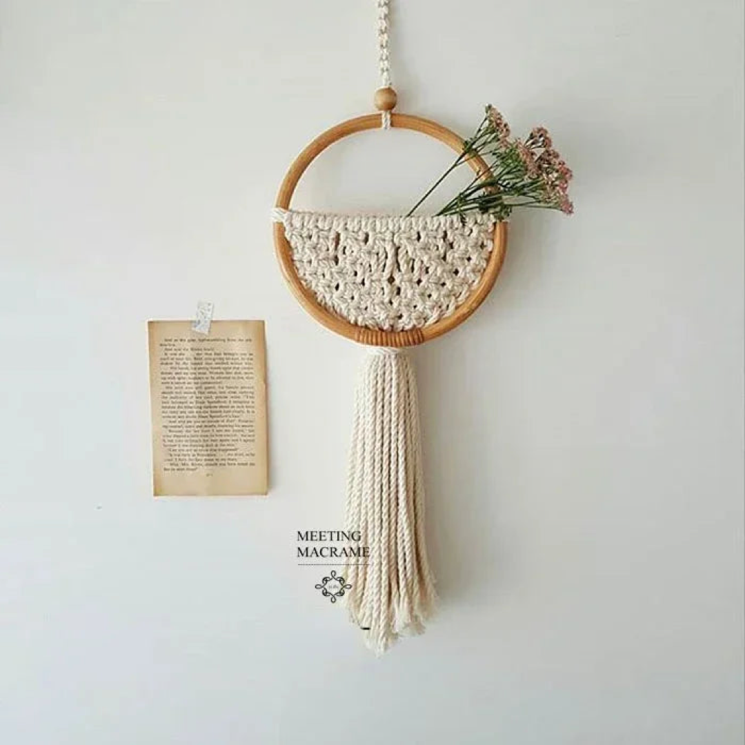Round Macrame Plant Holder Wall Art