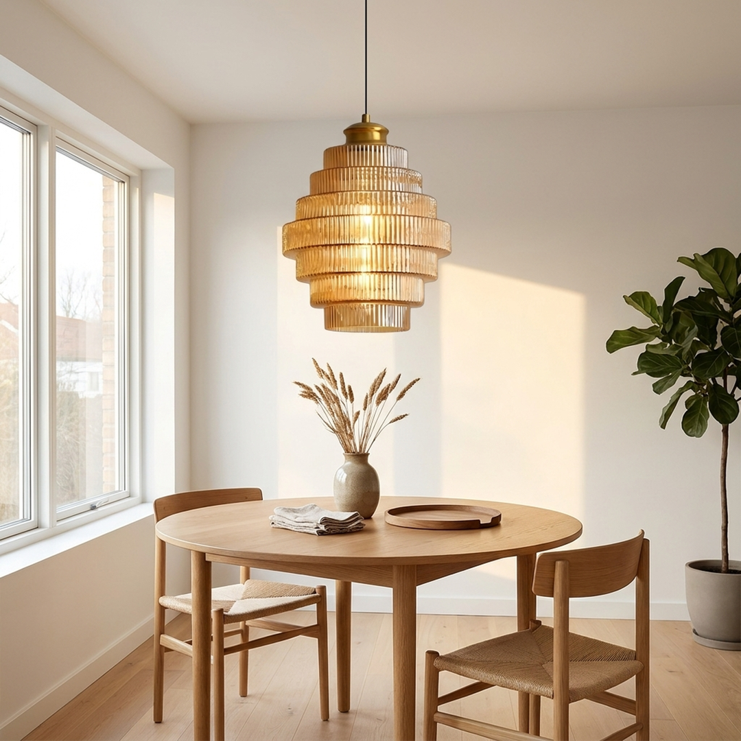 Tiered Glass Pendant Light — Warm Ambient Glow