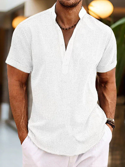 Landon | Men’s Summer Henley Short Sleeve Shirt with Button Placket