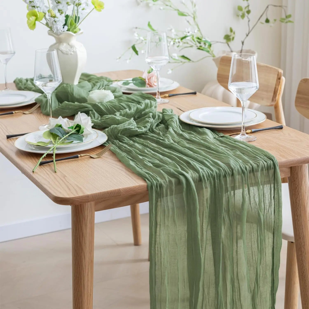 Gauze Table Runner for Effortless Rustic Style