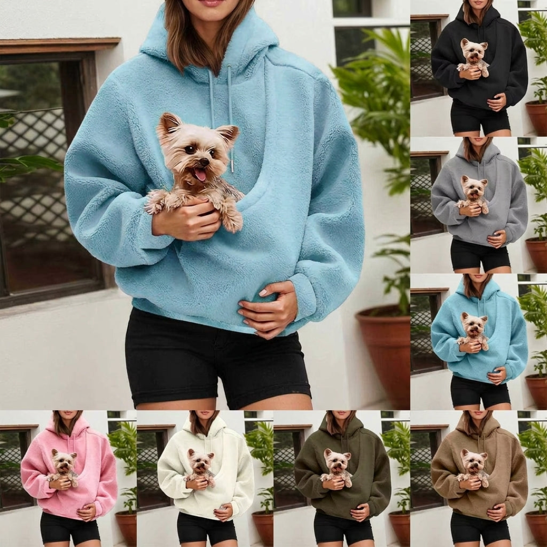 Cozy Pet Pouch Hoodie for Hands-Free Carrying