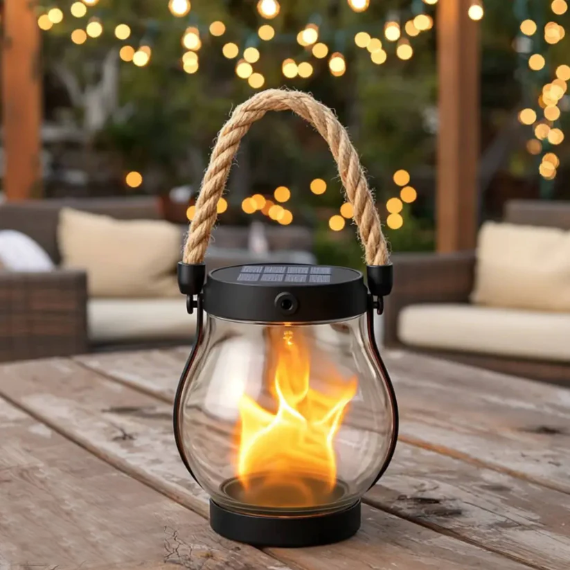 Solar Flame Lantern For Warm Outdoor Evenings