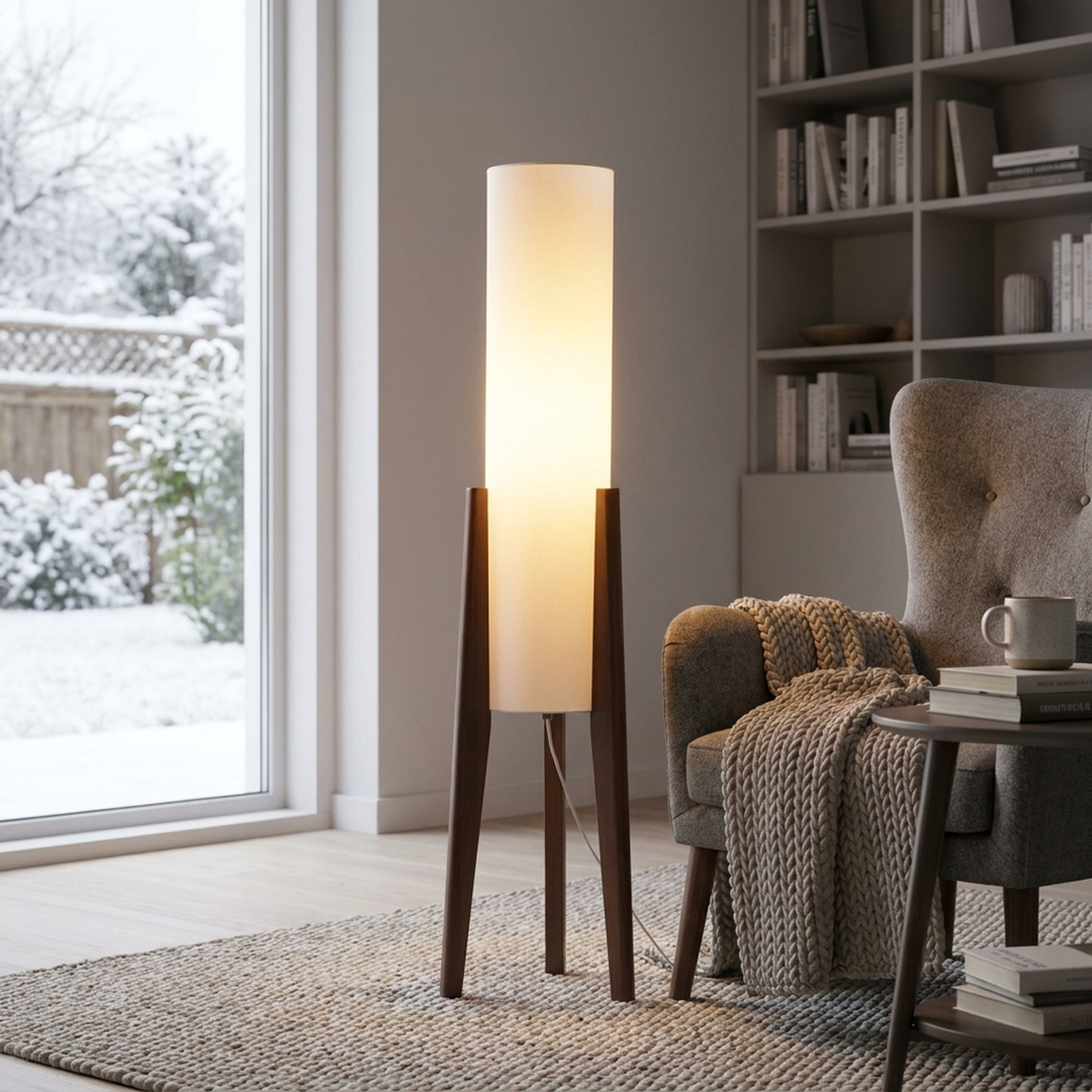 Walnut LED Floor Lamp for Adjustable Ambience