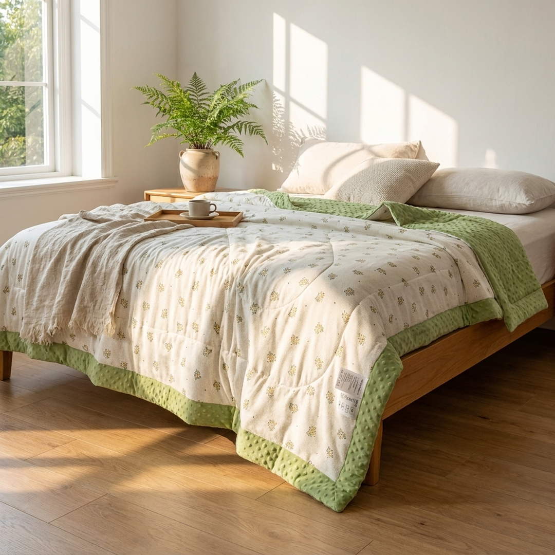Botanical Summer Quilt for Cool, Airy Sleep