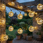 Patterned Globe String Lights for Inviting Patios