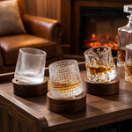 Swirling Crystal Whiskey Glasses for Fuller Flavor