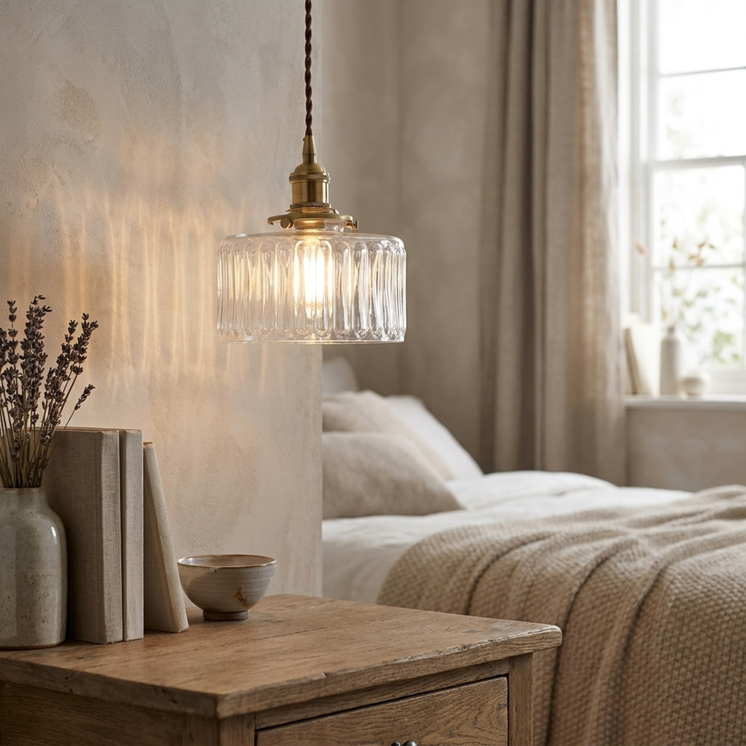 Sculpted Glass Pendant Light for Calming Glow