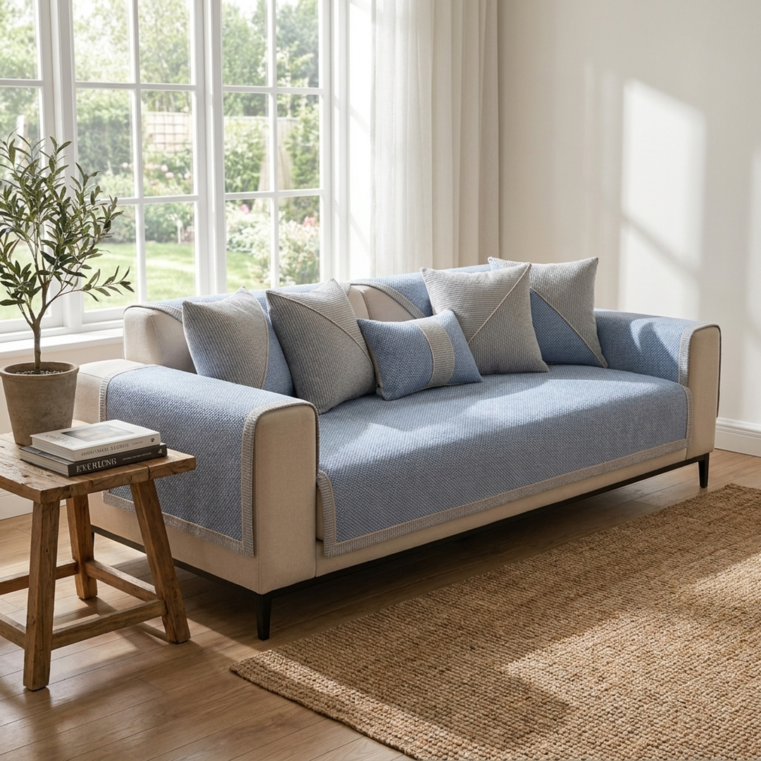 Cotton-Linen Sofa Cover That Stays Neat