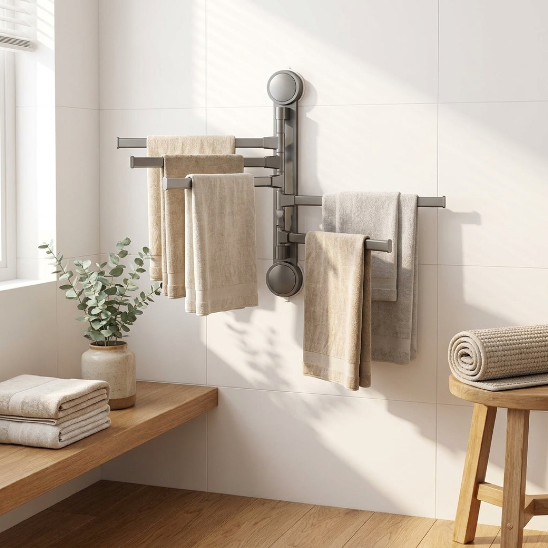 Rotating Towel Holder for Drill-Free Organization