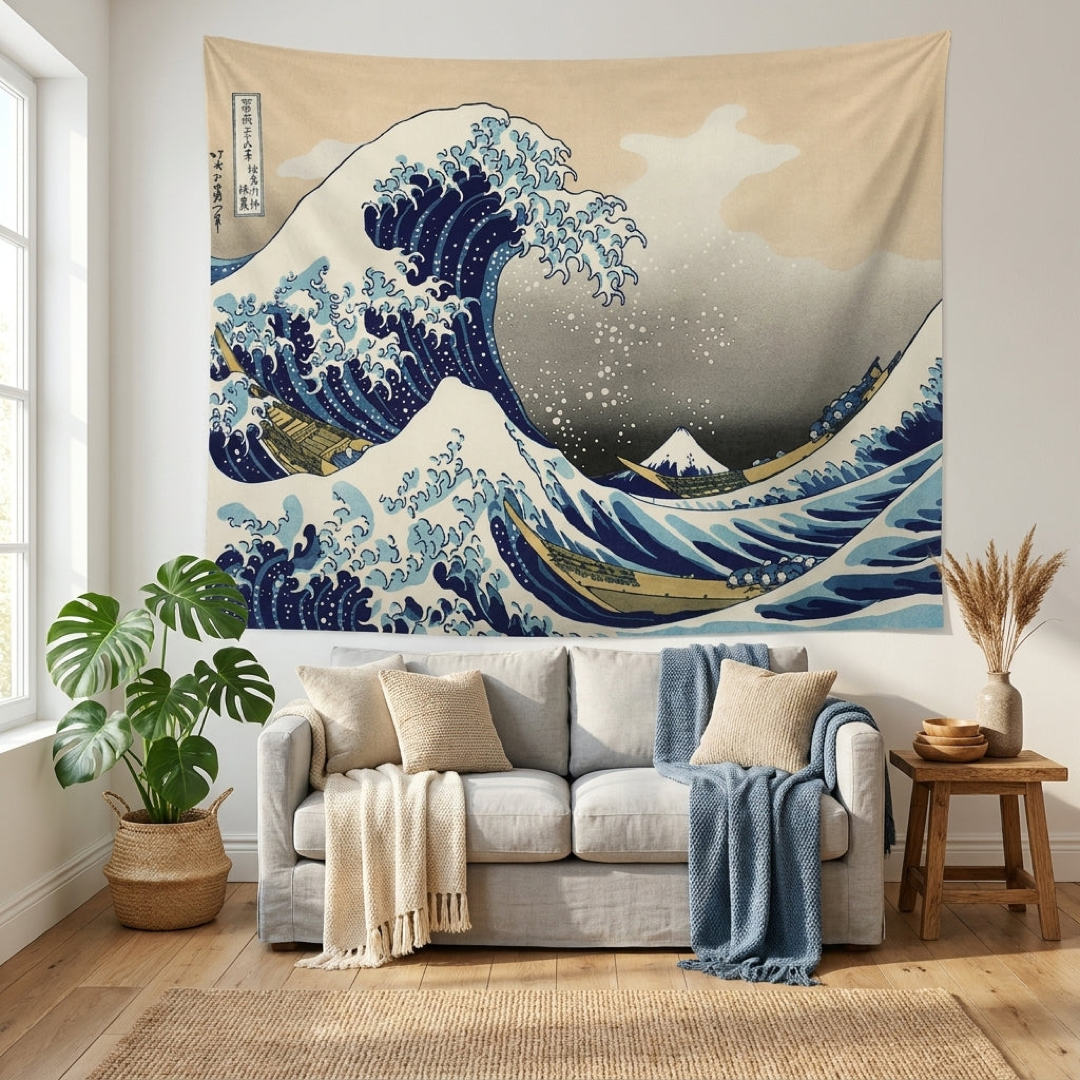 Hokusai Wave Tapestry for Effortless Wall Art