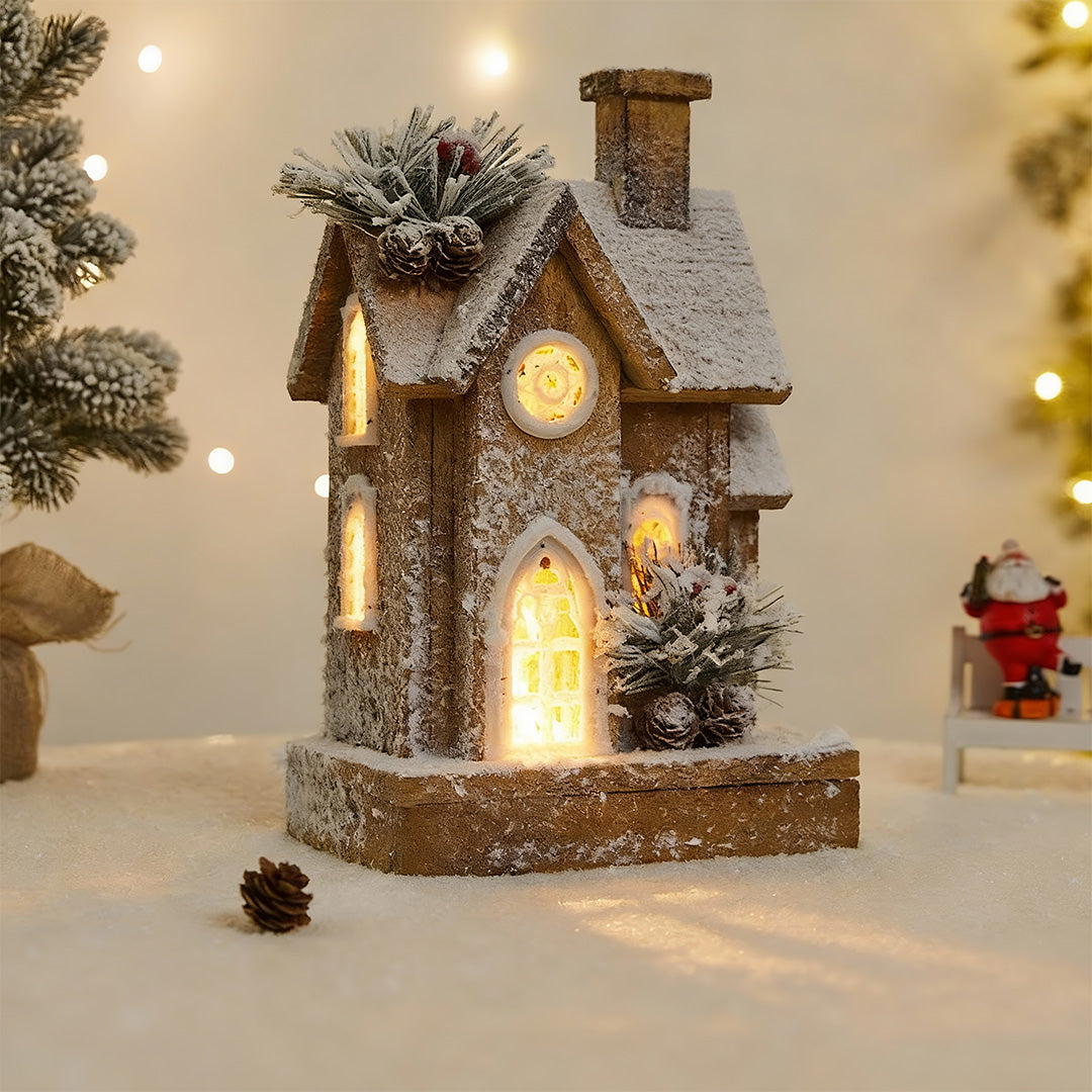 Wooden Christmas House Lighting for Cozy Glow