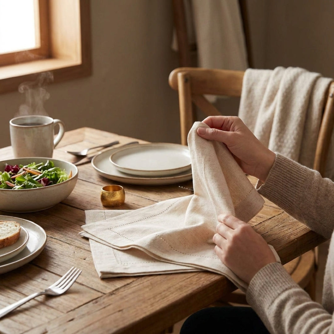 Hemstitched Linen Napkins for Elegant Dining – Set of 6