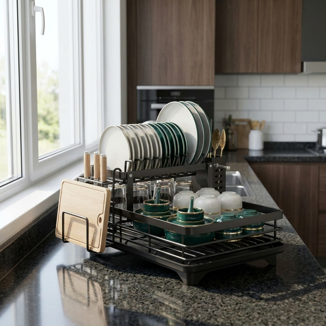 Collapsible Steel Dish Rack Clears Counter Space