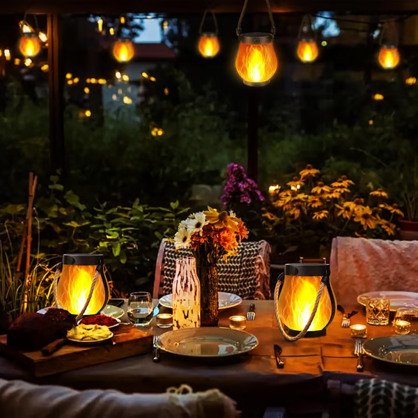 Solar Flame Lantern For Warm Outdoor Evenings