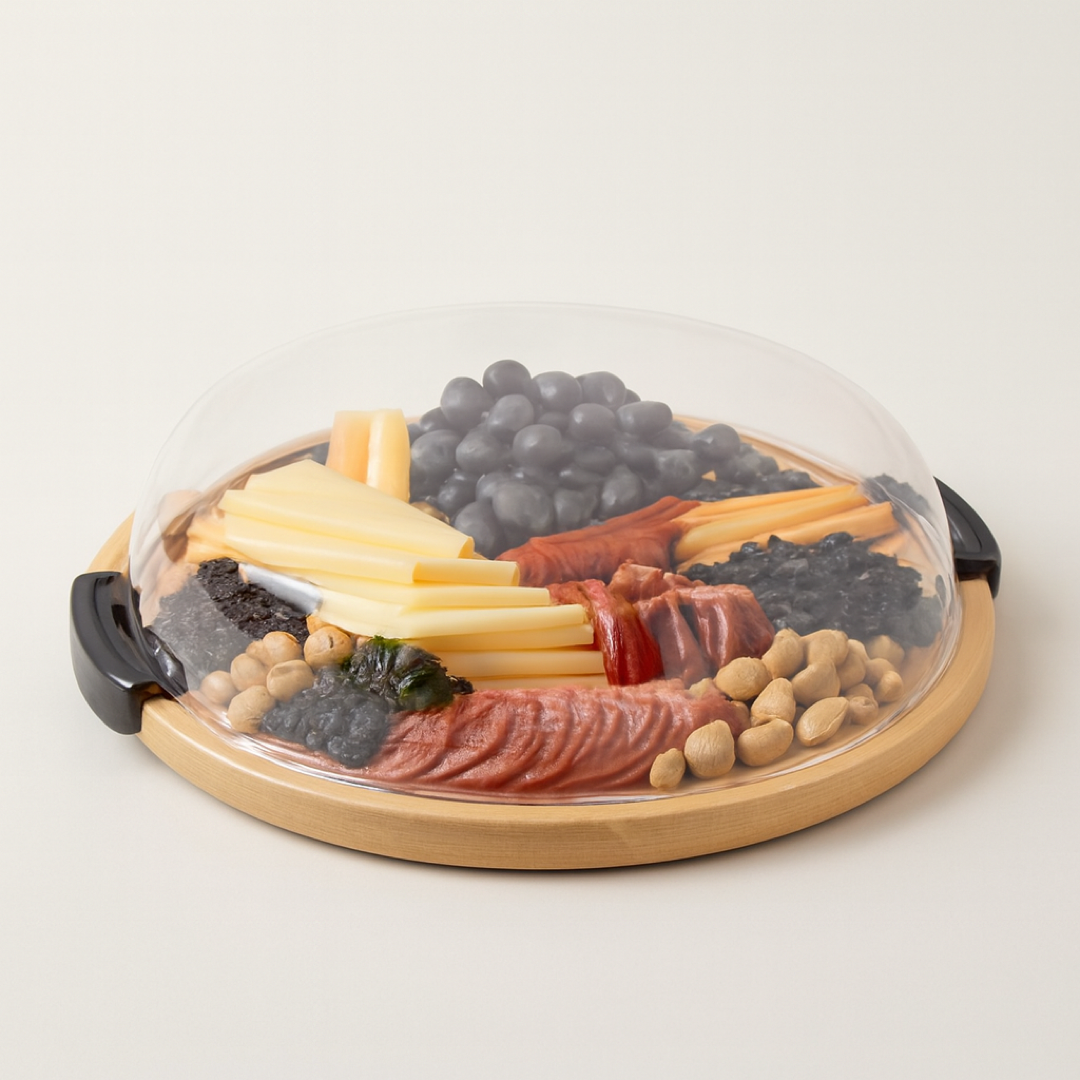 Covered Wooden Grazing Platter Keeps Food Fresh