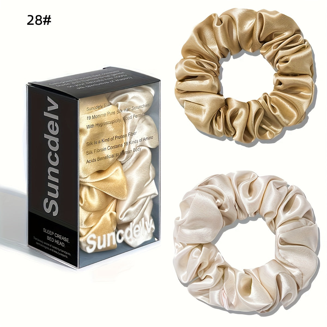 Pure Silk Scrunchie Pair for Crease-Free Hold