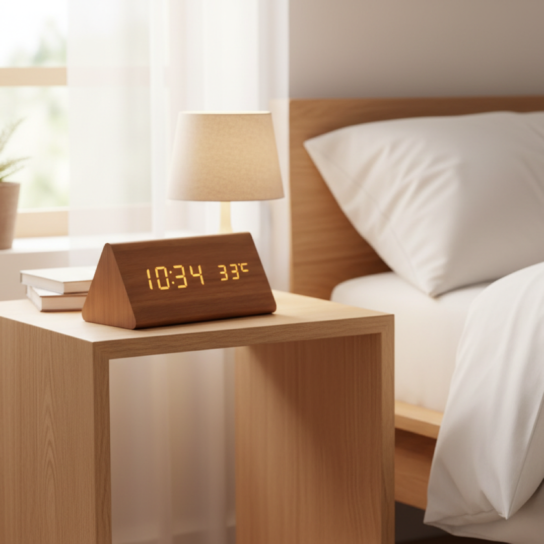 Wooden LED Clock for Hands-Free Timekeeping