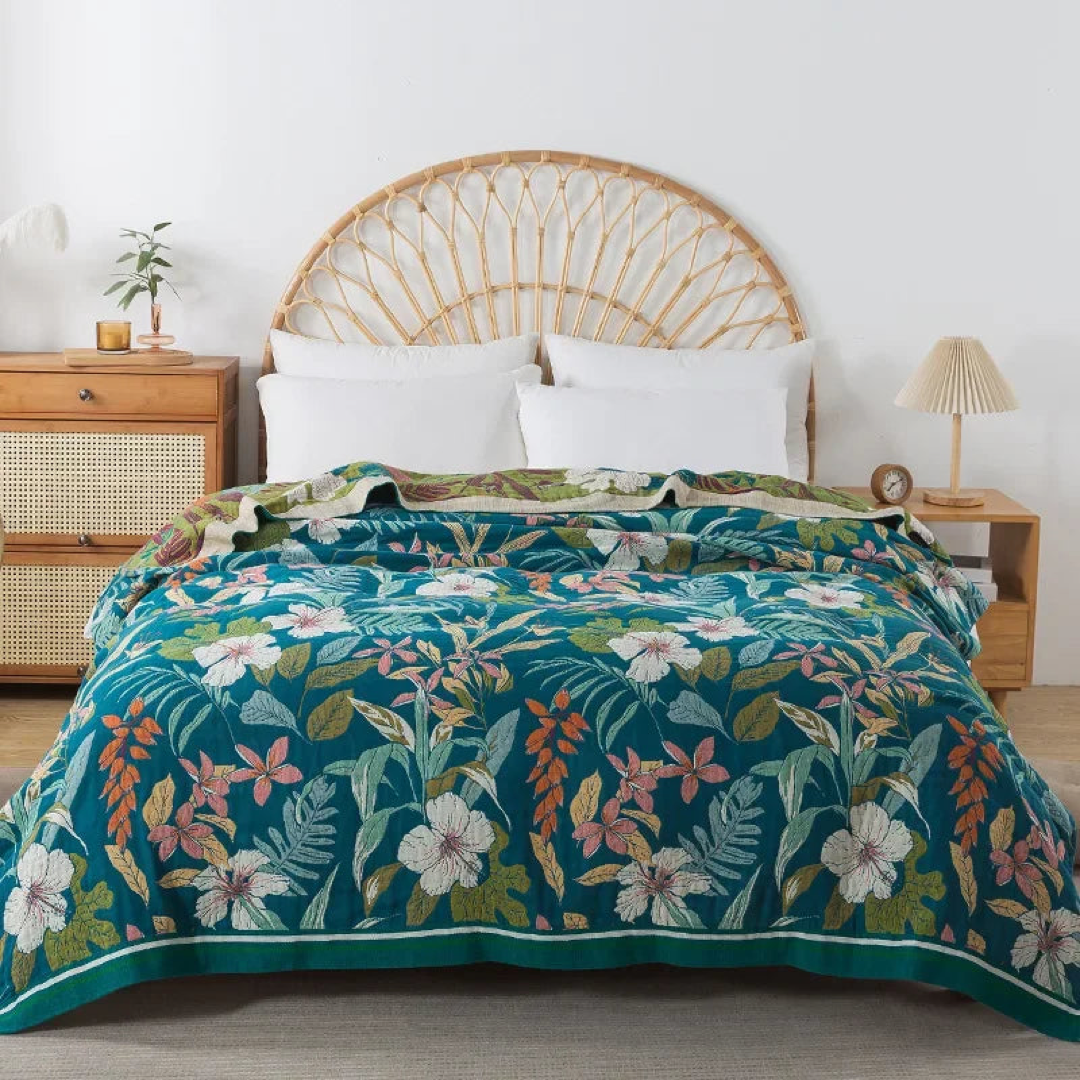 Floral Cotton Coverlet for Cool Summer Comfort