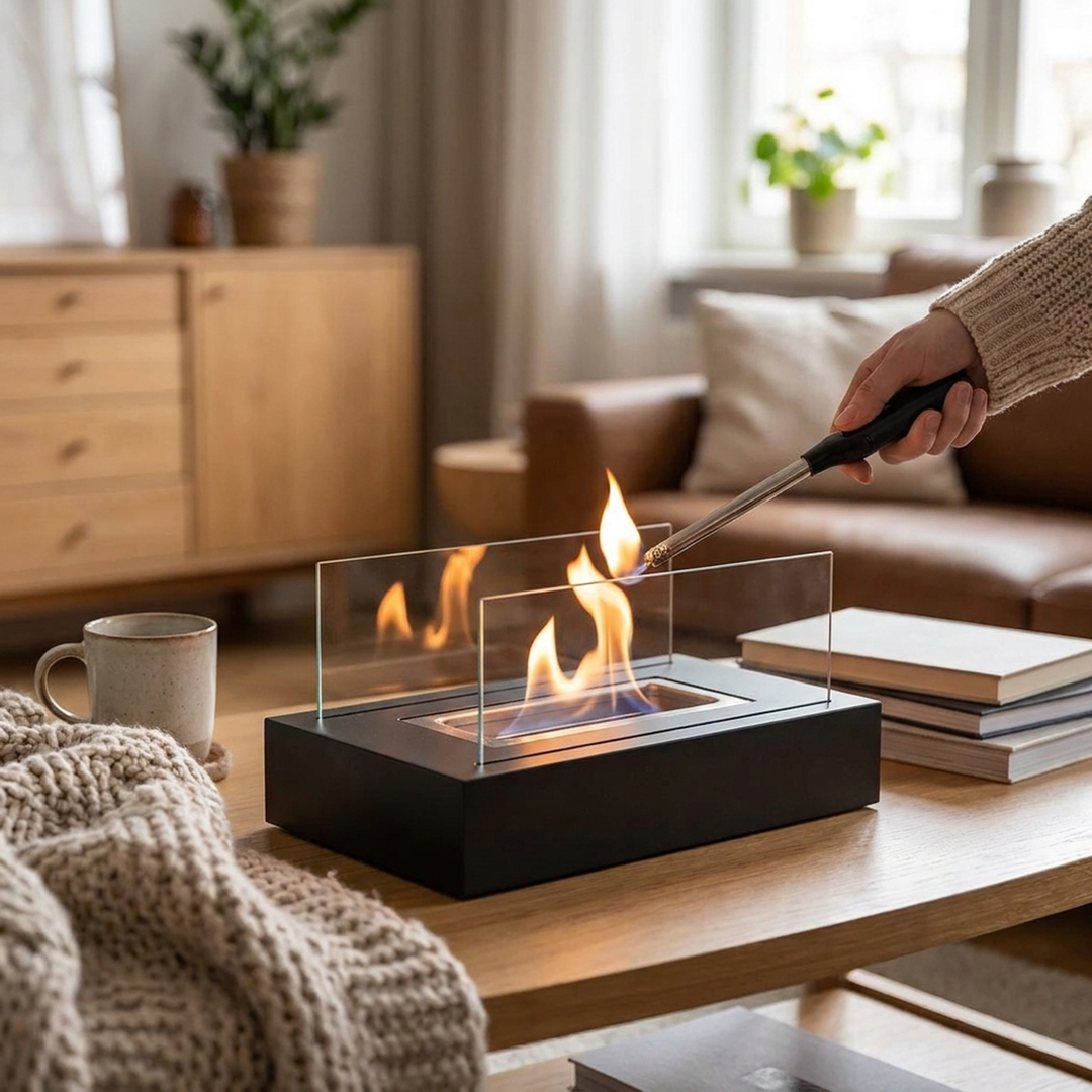 Tabletop Bioethanol Fireplace for Cozy Gatherings