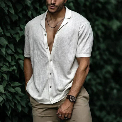 Preston | Men’s Summer Casual Short Sleeve Button-Up Shirt with Camp Collar