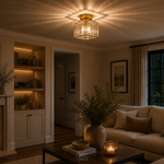 Square Crystal Ceiling Light for Radiant Rooms