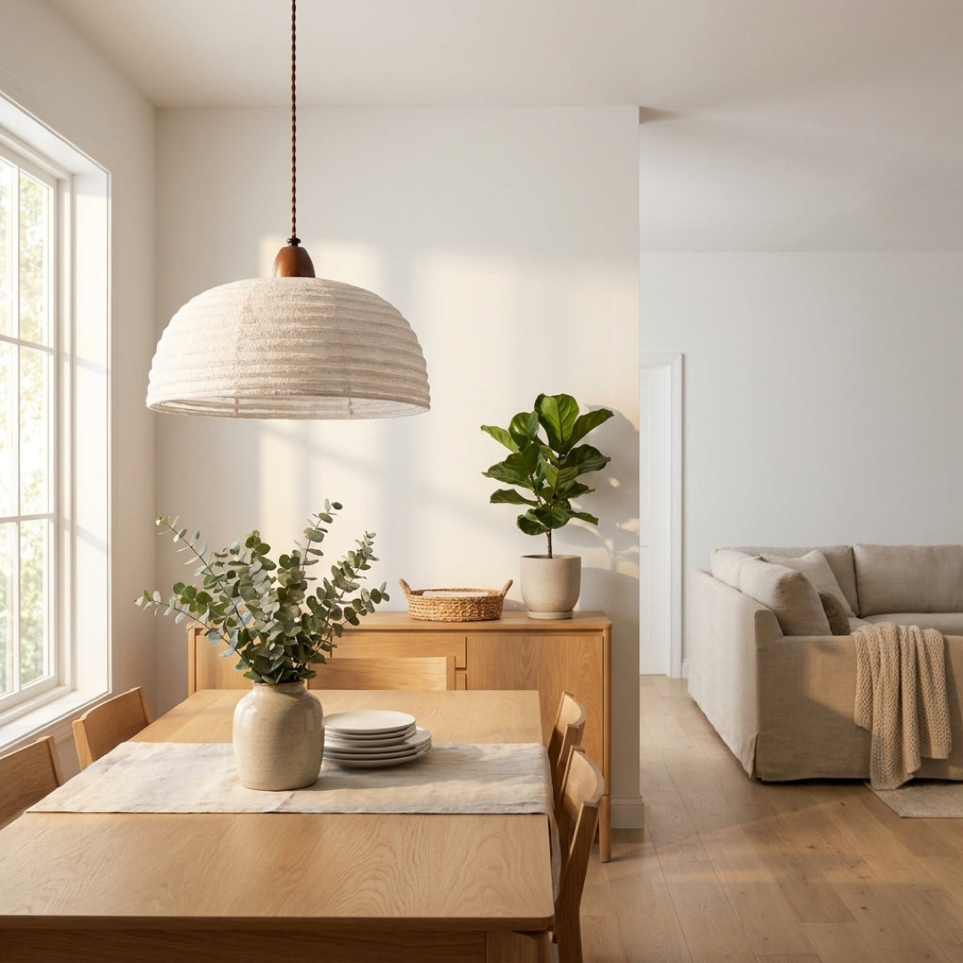 Wood & Linen Pendant Light for a Cozy Glow