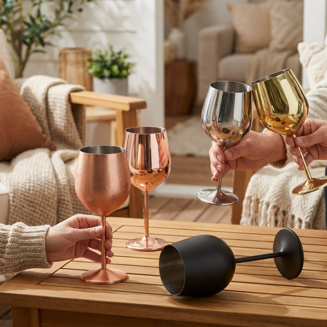 Insulated Steel Wine Goblet Keeps Drinks Chilled