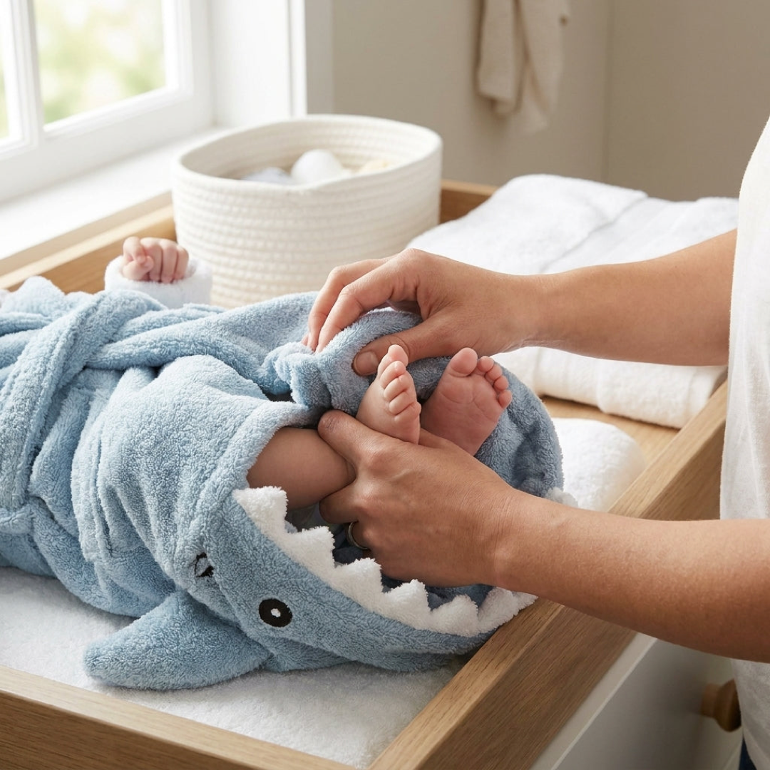 Critter Hood Baby Bathrobe for Cozy Drying