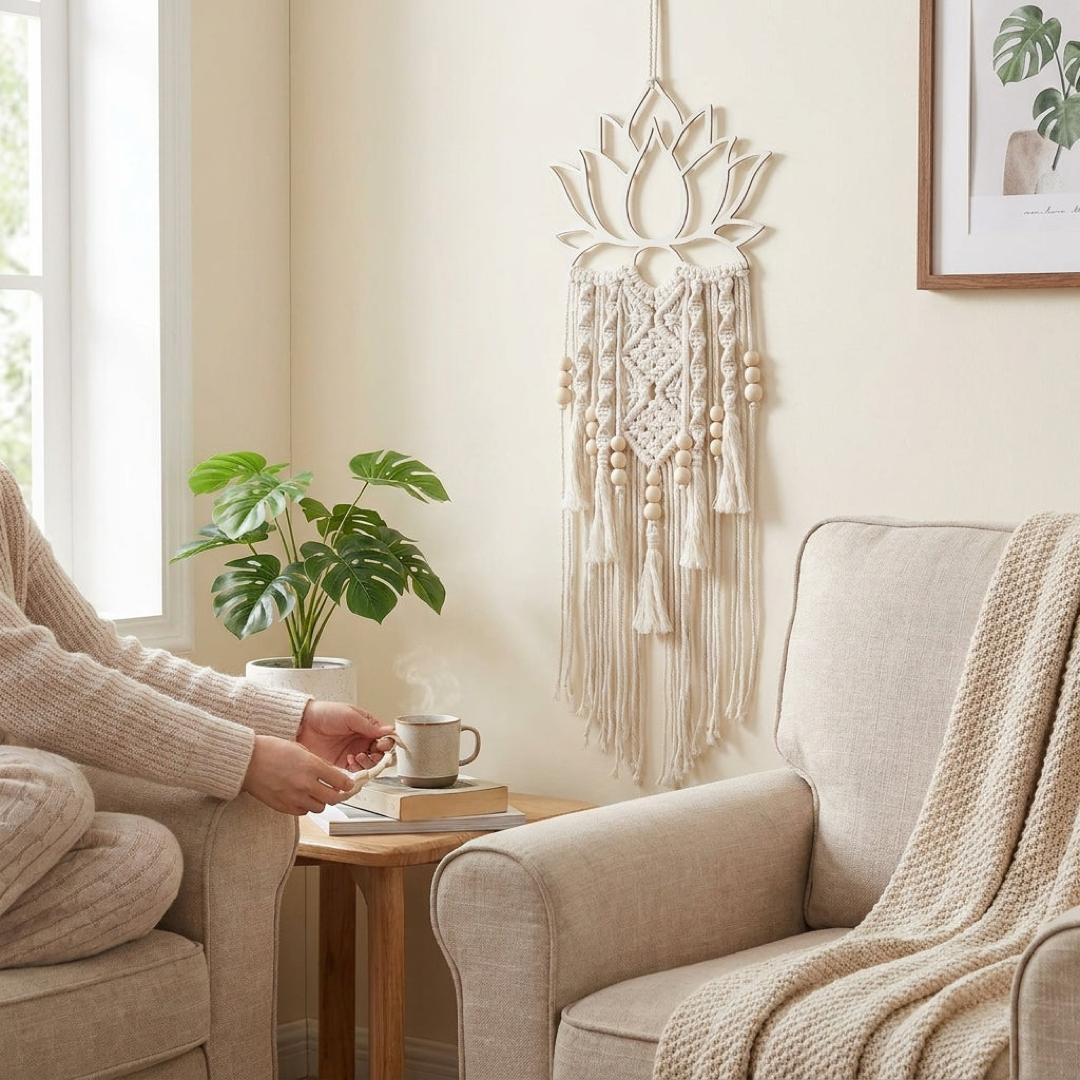 Lotus Macrame Tapestry for Cozy Bohemian Style