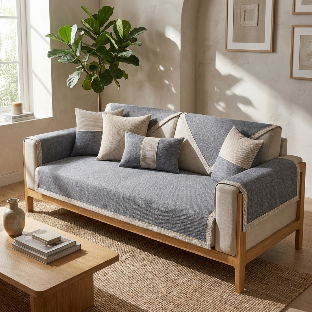 Cotton-Linen Sofa Cover for Secure Comfort