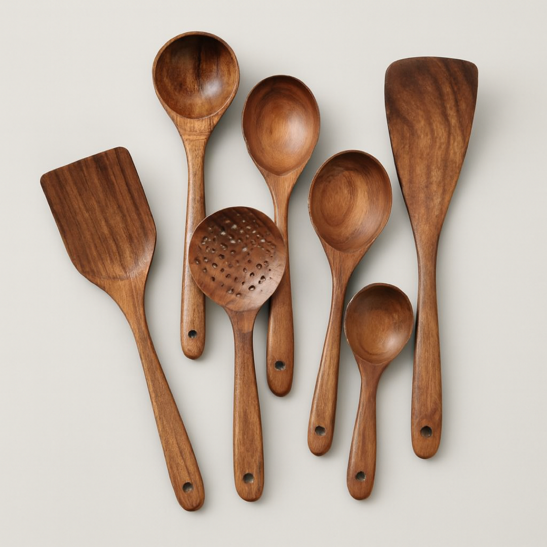 Wooden Utensil Set for Scratch-Free Cooking